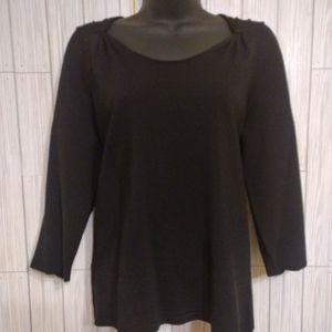 Three quarter sleeve black blouse